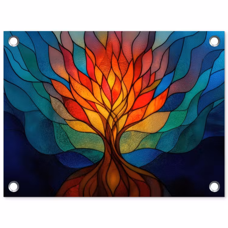 Sierglas - Boom - Rood - Vlakken tuinposter los doek klein -3d