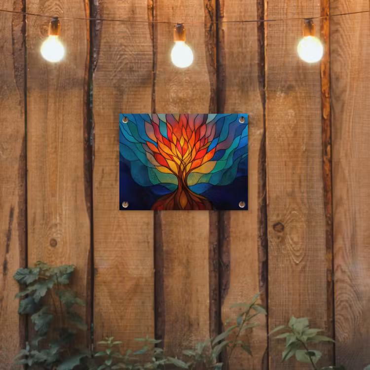 Sierglas - Boom - Rood - Vlakken tuinposter los doek klein -sfeer1