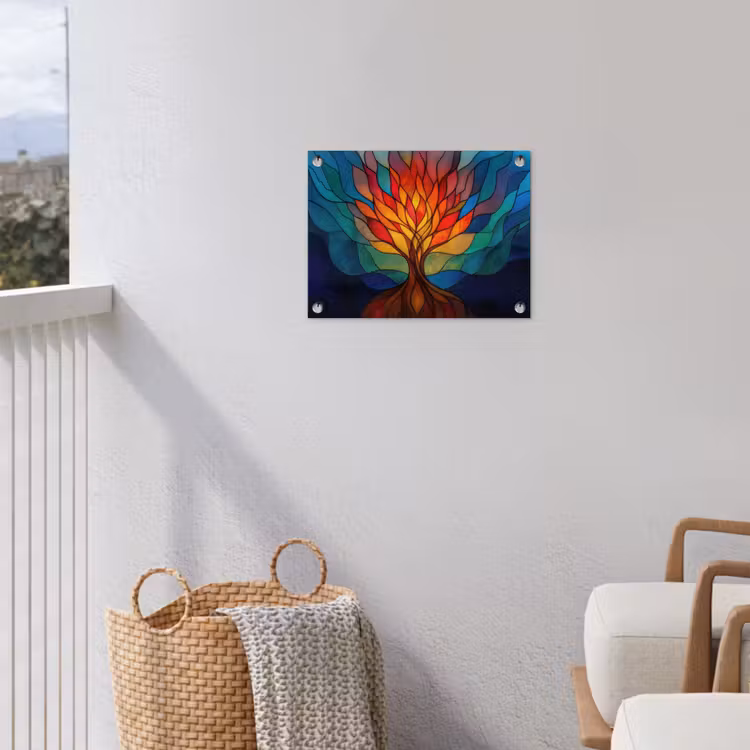 Sierglas - Boom - Rood - Vlakken tuinposter los doek klein -sfeer8
