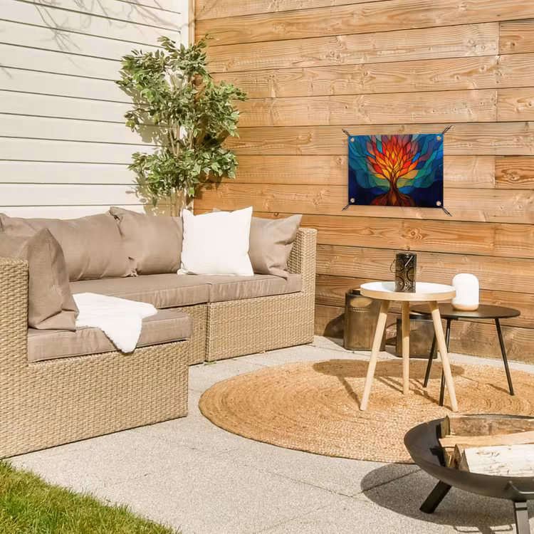 Sierglas - Boom - Rood - Vlakken tuinposter los doek klein -sfeer4