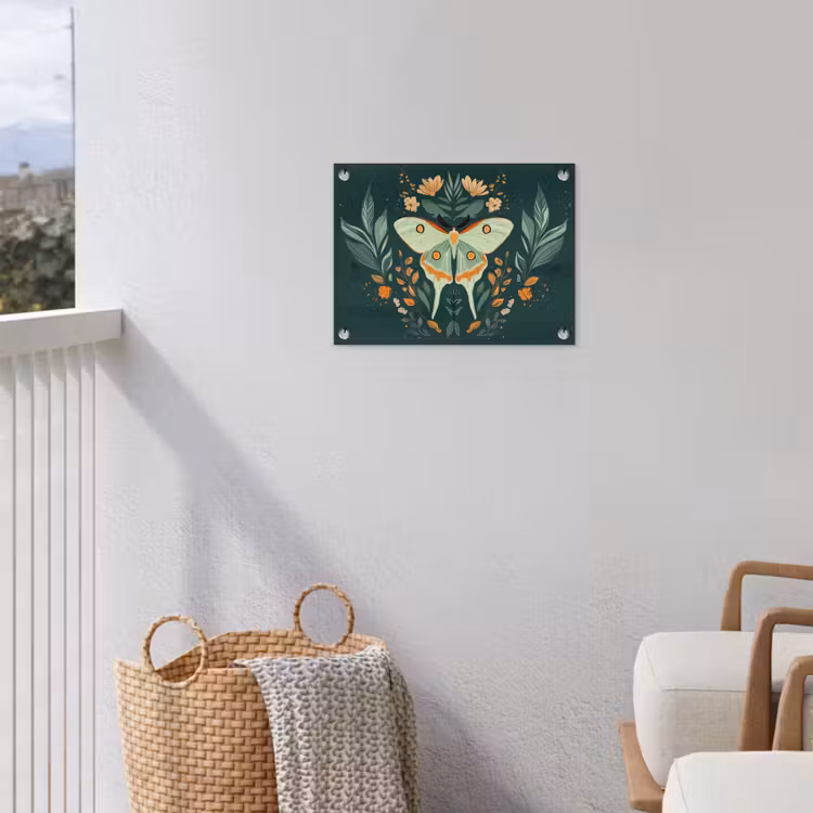 Sierlijk - Vlinder - Groen - Bladeren tuinposter los doek klein -sfeer8