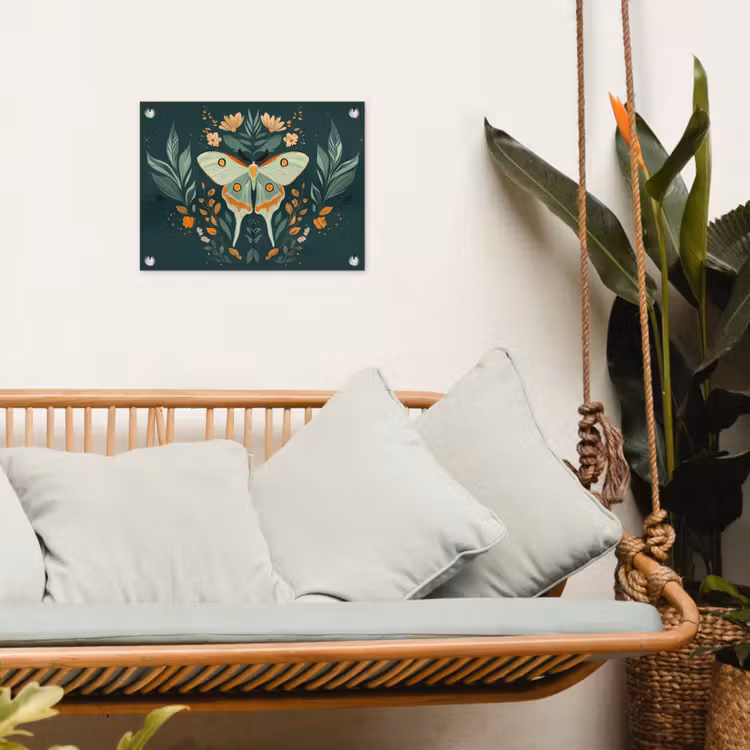Sierlijk - Vlinder - Groen - Bladeren tuinposter los doek klein -sfeer7