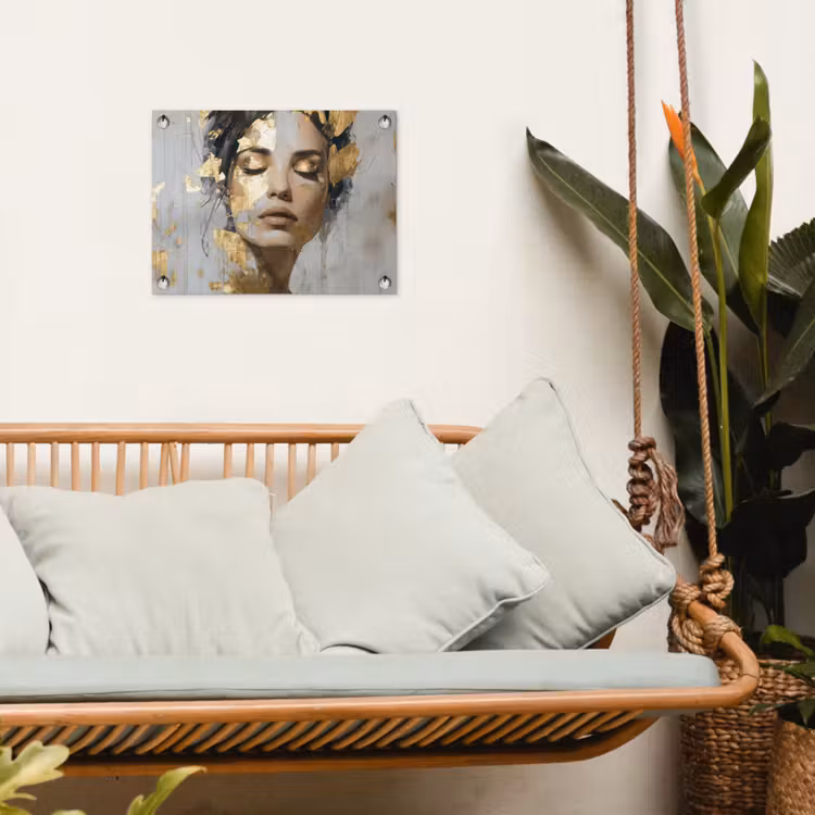 Sierlijk - Vrouw - Goud - Ogen tuinposter los doek klein -sfeer7