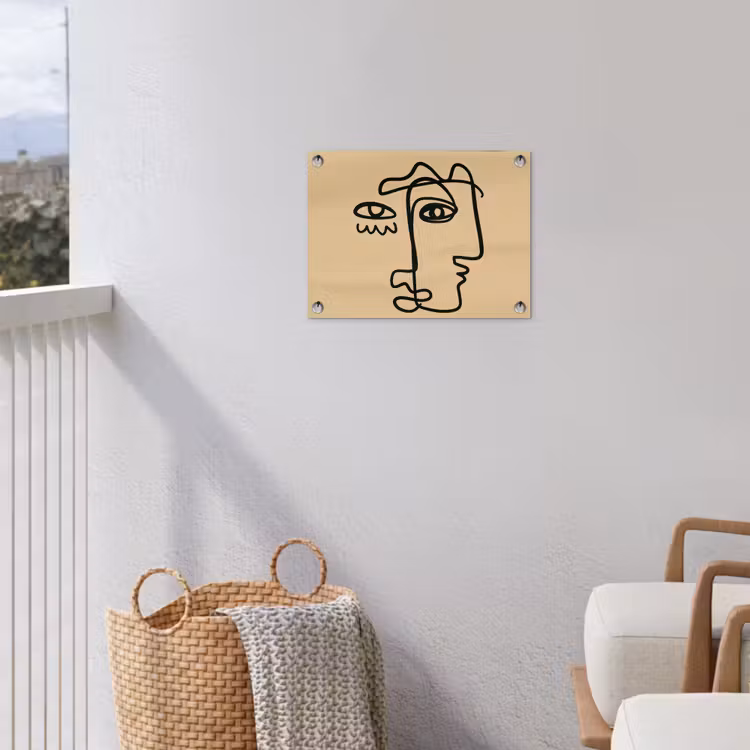 Overlappende profielen - Lichtbruin - Zwart tuinposter los doek klein -sfeer8