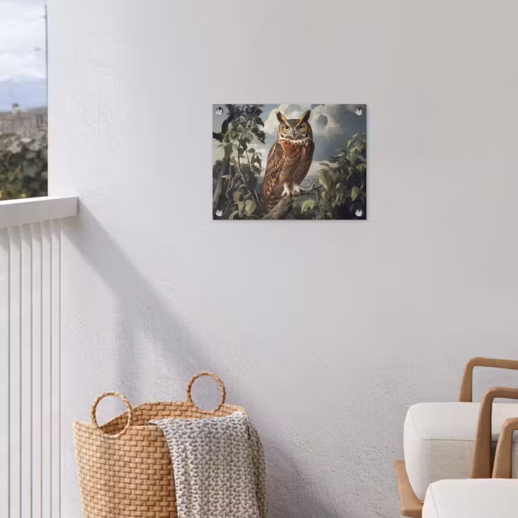 Uil - Tak - Boom - Veren tuinposter los doek klein -sfeer8