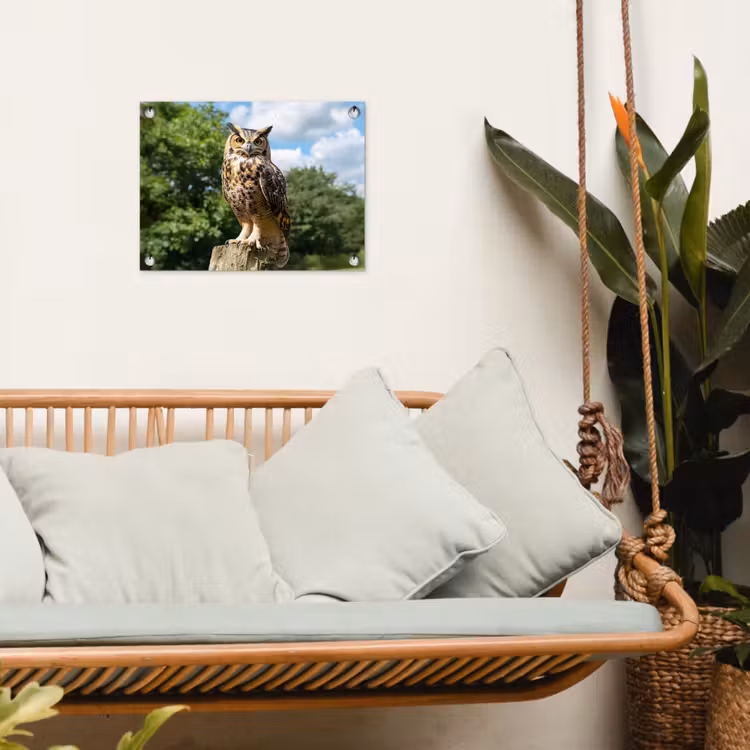 Uil - Boomstronk - Bos - Lucht tuinposter los doek klein -sfeer7