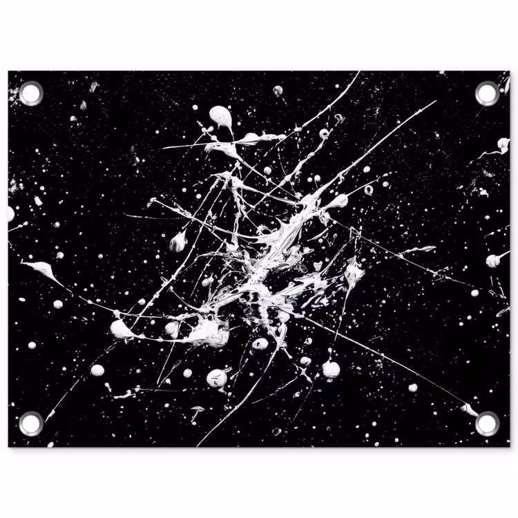 Verfspatten - Wit - Abstract - Explosie tuinposter los doek klein -3d