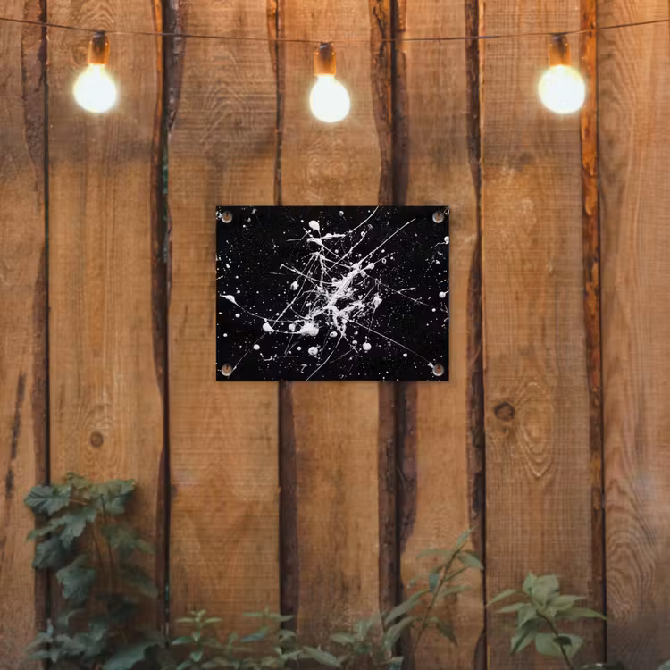Verfspatten - Wit - Abstract - Explosie tuinposter los doek klein -sfeer1