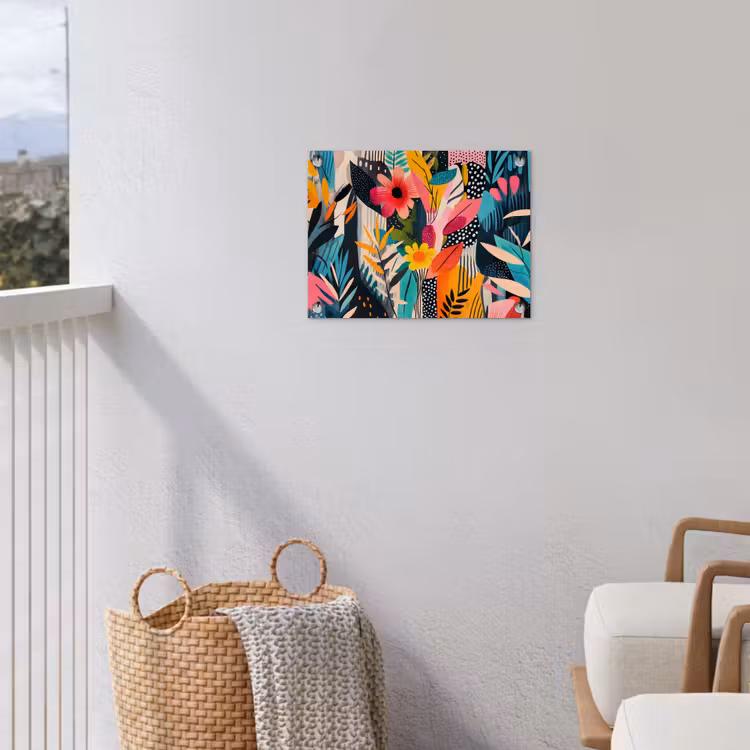 Schilderij - Abstract - Bloemen - Roze tuinposter los doek klein -sfeer8
