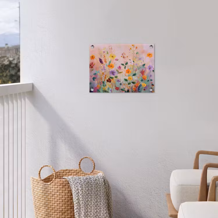 Schilderij - Bloemen - Abstract - Kleurrijk tuinposter los doek klein -sfeer8