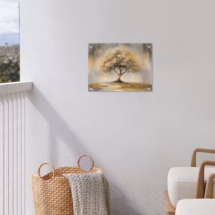 Schilderij - Boom - Abstract - Bladeren tuinposter los doek klein -sfeer8