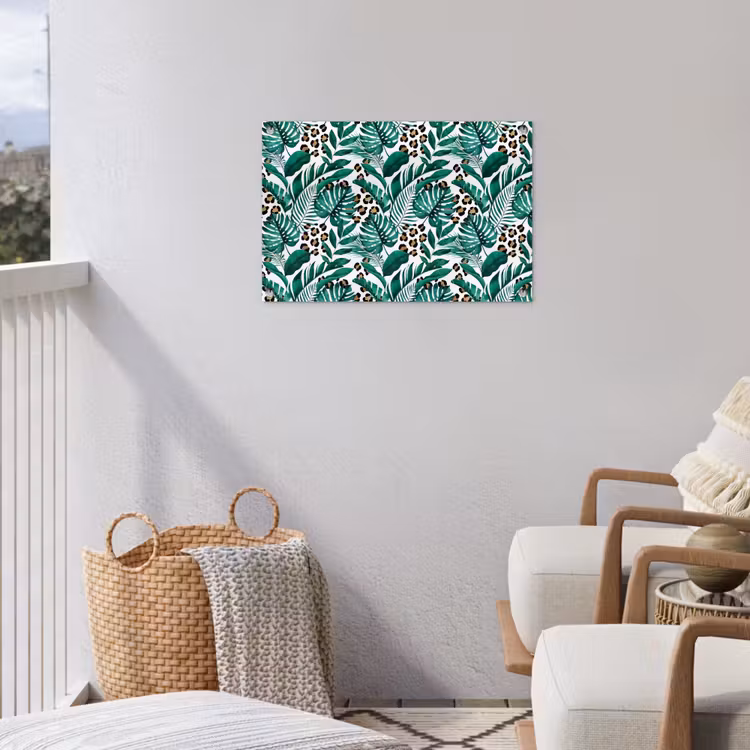 Palmblad - Panterprint - Tropical tuinposter los doek klein -sfeer8
