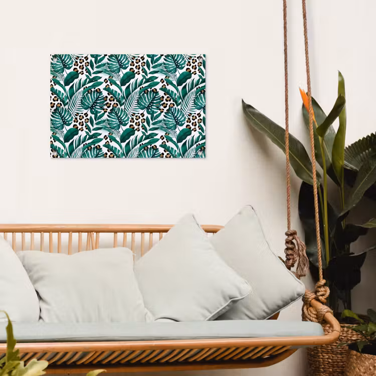 Palmblad - Panterprint - Tropical tuinposter los doek klein -sfeer7