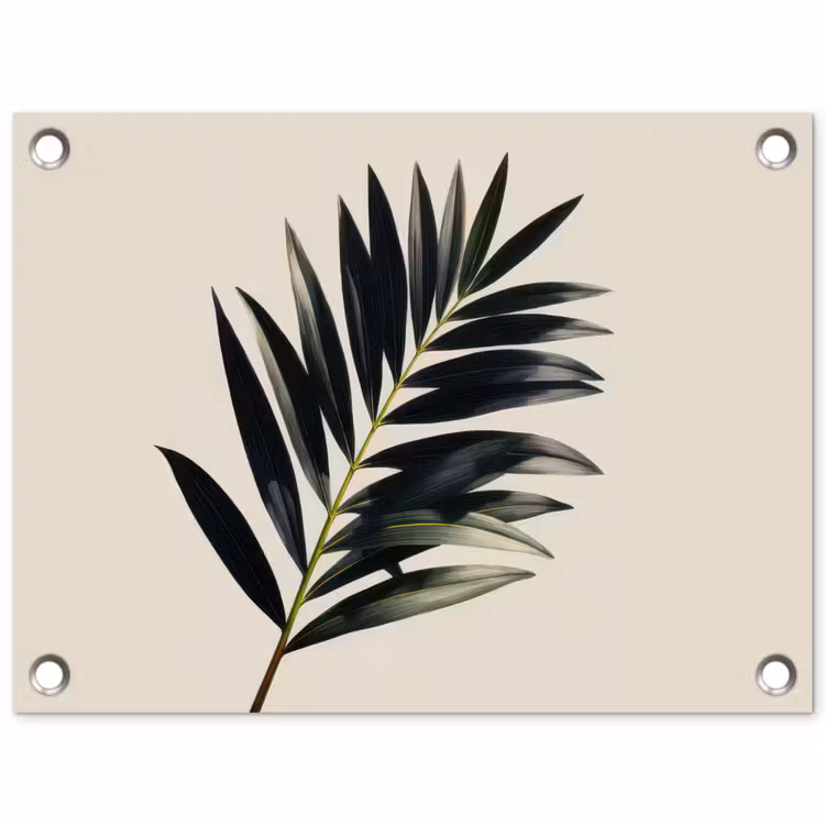 Palmblad - Subtiel - Groen - beige tuinposter los doek klein -3d
