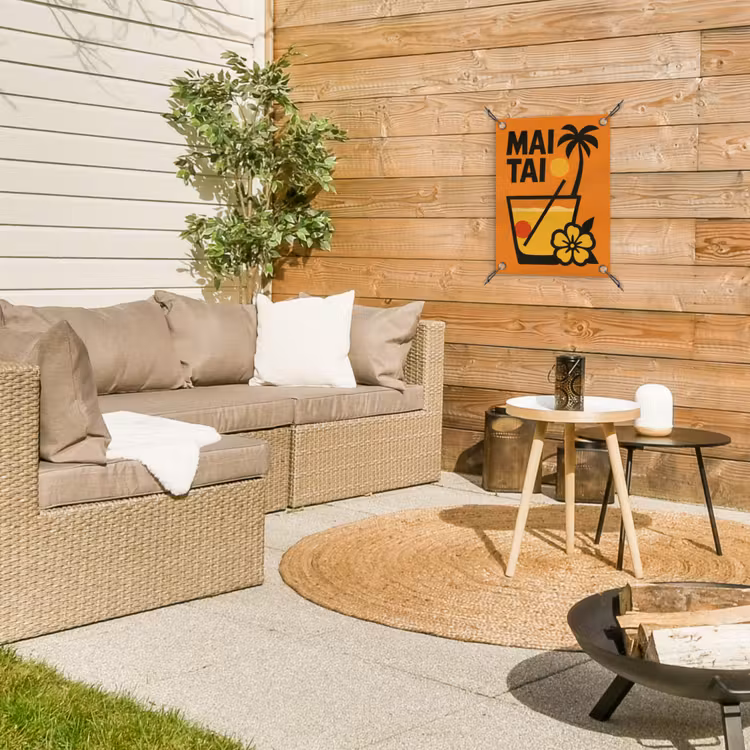 Palmboom - Bloem - Art - Drink tuinposter los doek klein -sfeer4