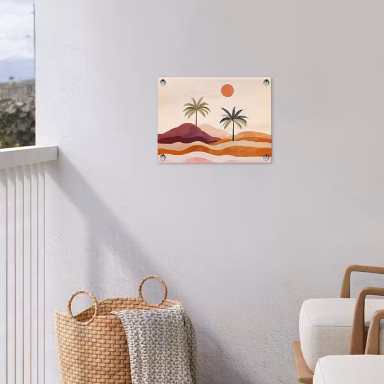 Palmbomen - Abstract - Zon - Heuvels tuinposter los doek klein -sfeer8