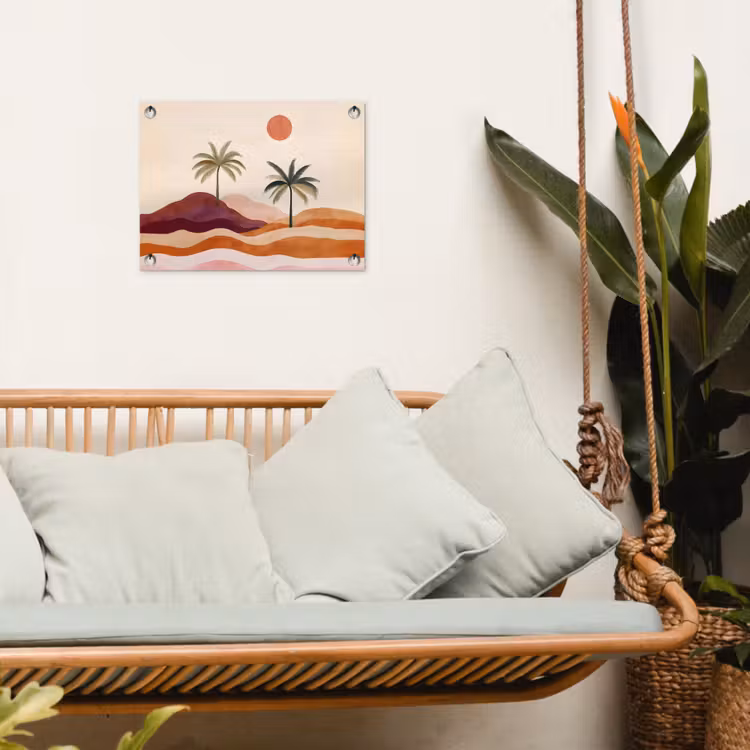 Palmbomen - Abstract - Zon - Heuvels tuinposter los doek klein -sfeer7