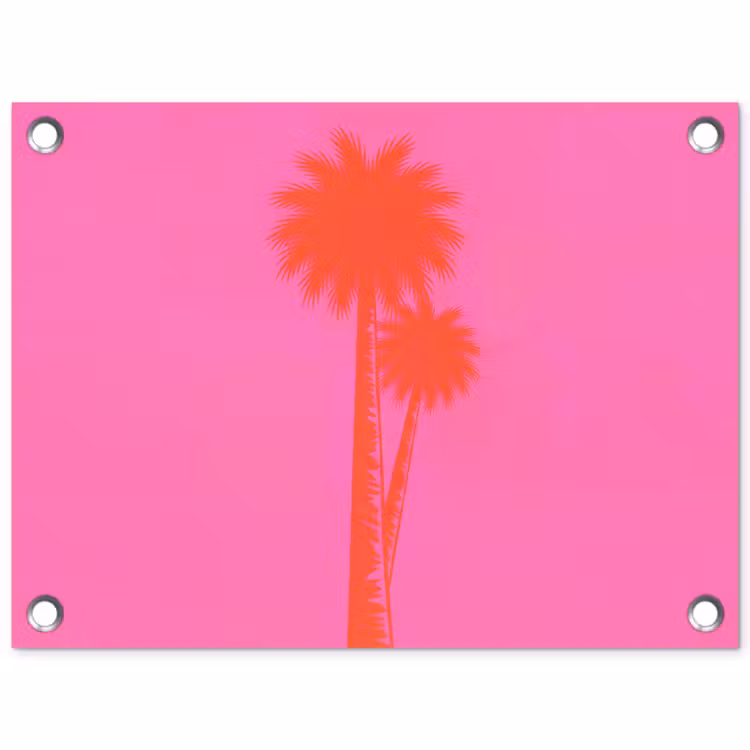 Palmbomen - Modern - Roze tuinposter los doek klein -3d