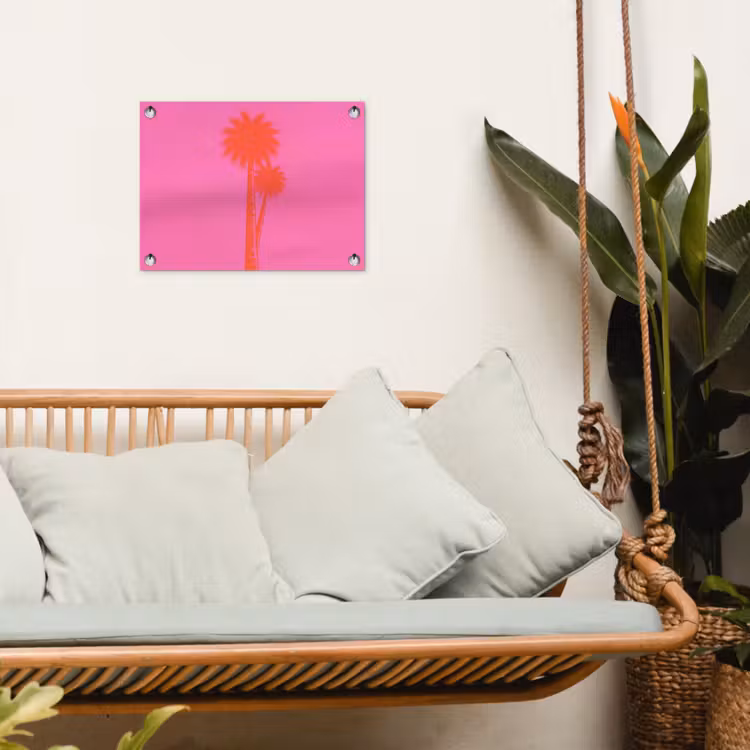 Palmbomen - Modern - Roze tuinposter los doek klein -sfeer7