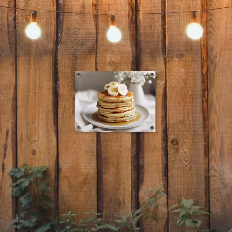 Pannenkoeken - Banaan - Siroop - Wit - Beige tuinposter los doek klein -sfeer1
