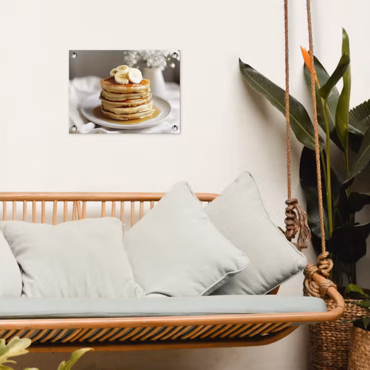 Pannenkoeken - Banaan - Siroop - Wit - Beige tuinposter los doek klein -sfeer7