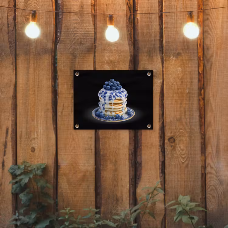 Pannenkoeken - Blauwe Bessen - Bord tuinposter los doek klein -sfeer1
