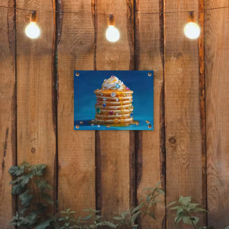 Pannenkoeken - Steentjes - Glitter - Slagroom tuinposter los doek klein -sfeer1