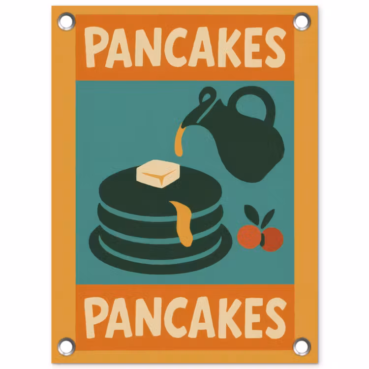 Pannenkoeken - Siroop - Illustratie - Oranje tuinposter los doek klein -3d