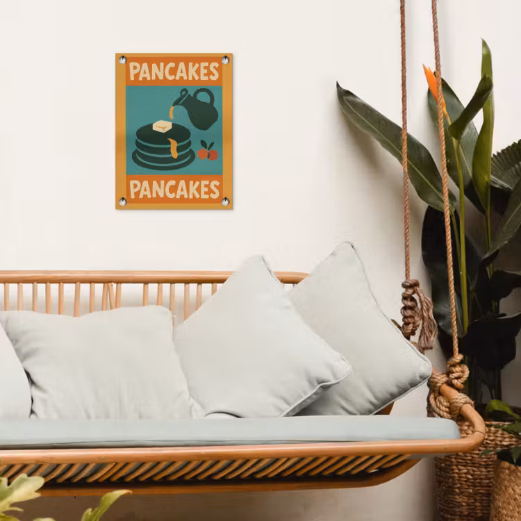 Pannenkoeken - Siroop - Illustratie - Oranje tuinposter los doek klein -sfeer7