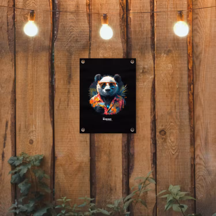 Panda als tropische straatkunst tuinposter los doek klein -sfeer1