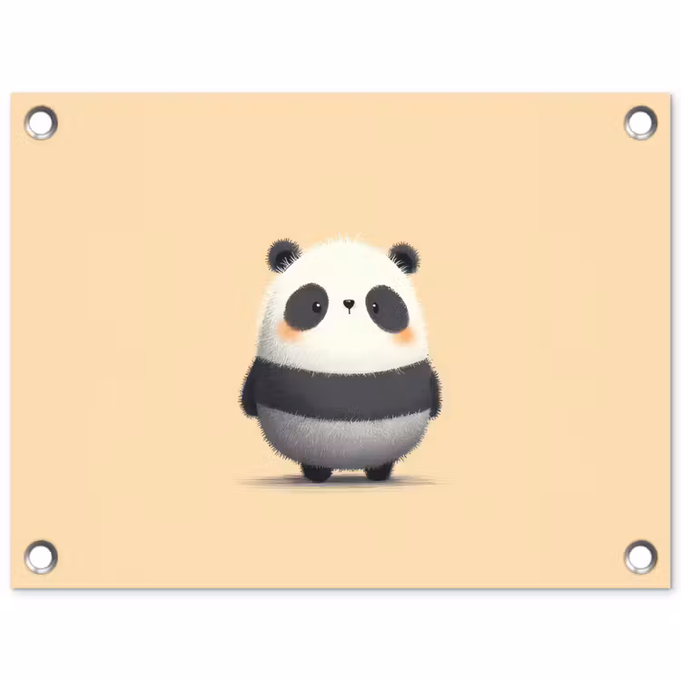 Panda - Beige - Minimalistisch tuinposter los doek klein -3d