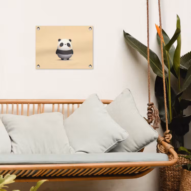 Panda - Beige - Minimalistisch tuinposter los doek klein -sfeer7