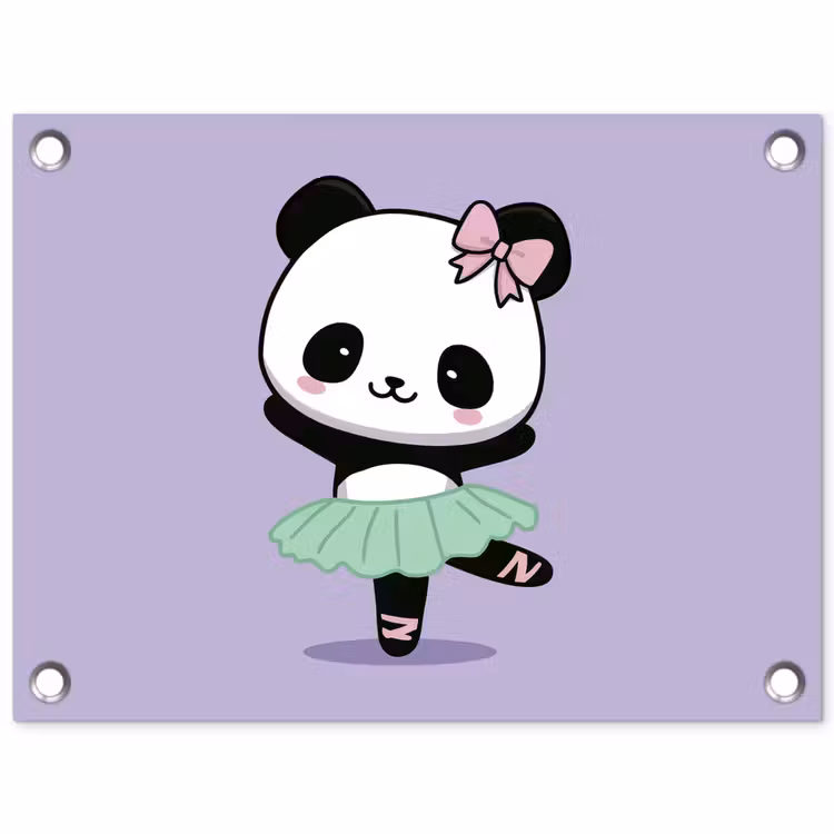 Panda - Paars - Sierlijk - Kawaii tuinposter los doek klein -3d