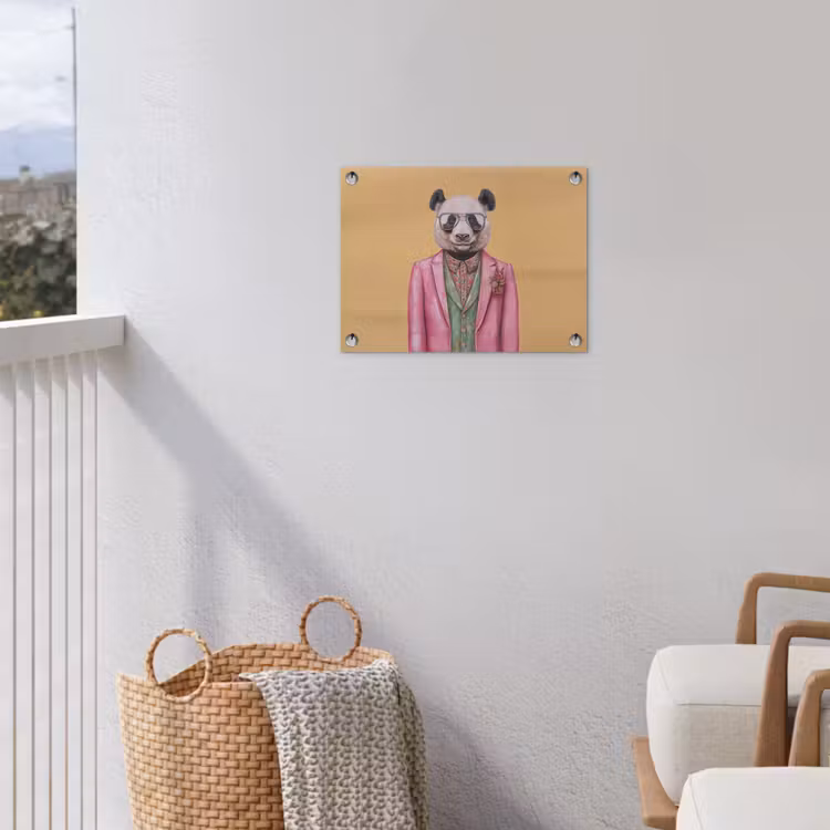 Panda - Pak - Zonnebril - Blauw tuinposter los doek klein -sfeer8