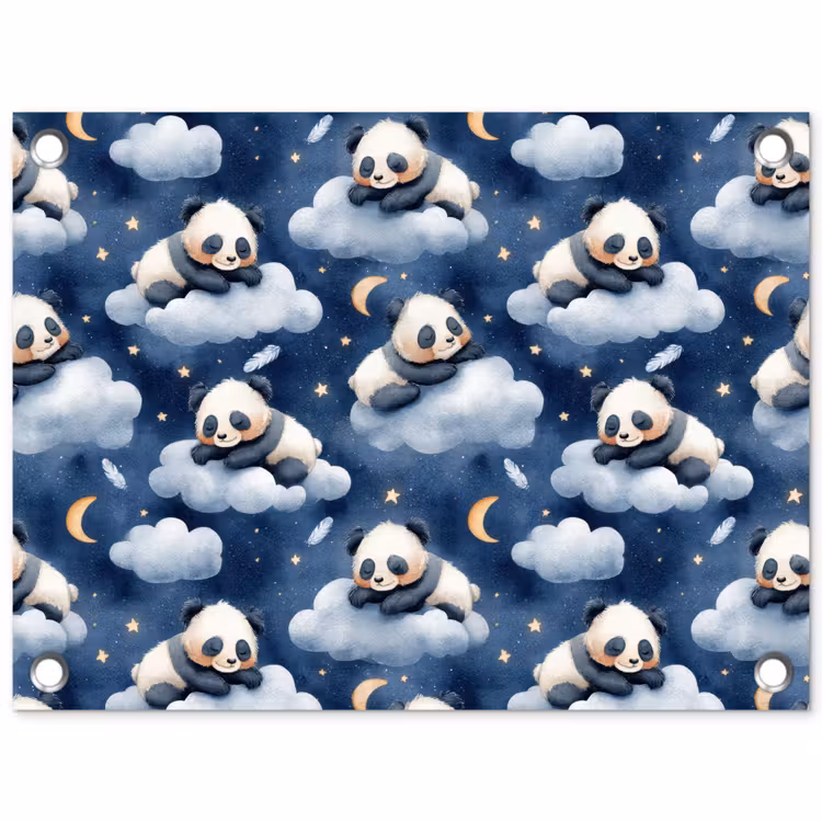 Panda's - Slapen - Blauw tuinposter los doek klein 239 -3d