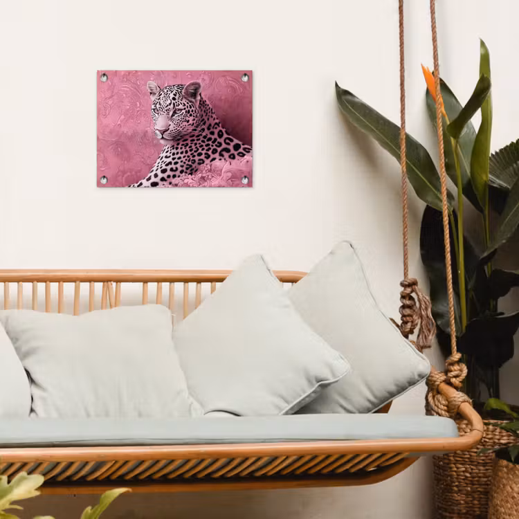 Panter - Luxe - Roze tuinposter los doek klein -sfeer7