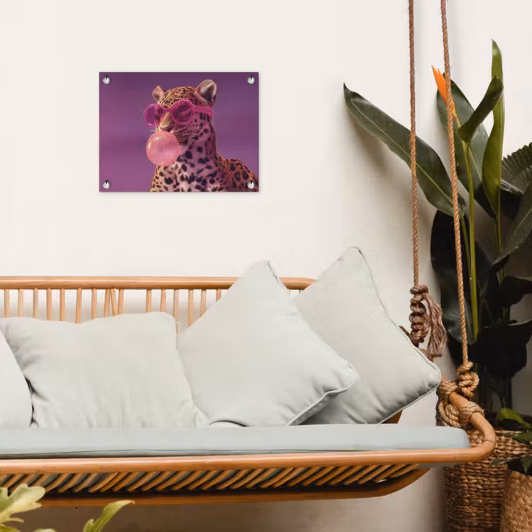 Panter - Zonnebril - Kauwgombel - Roze tuinposter los doek klein -sfeer7