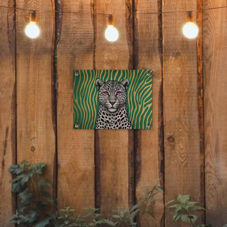 Panter - Zebrapatroon - Groen tuinposter los doek klein -sfeer1
