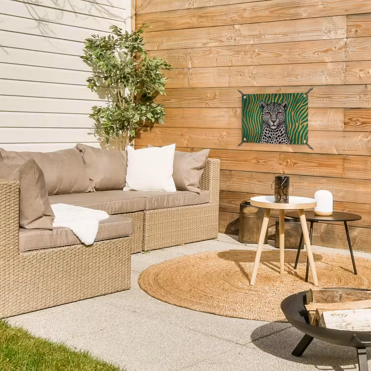 Panter - Zebrapatroon - Groen tuinposter los doek klein -sfeer4