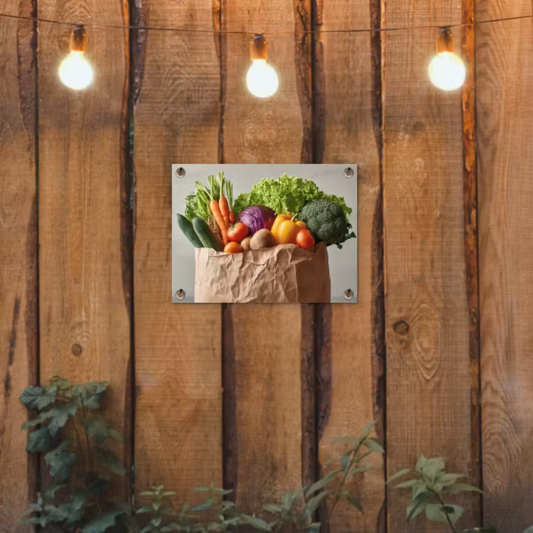 Papieren - Boodschappen - Groente - Kleurrijk tuinposter los doek klein -sfeer1