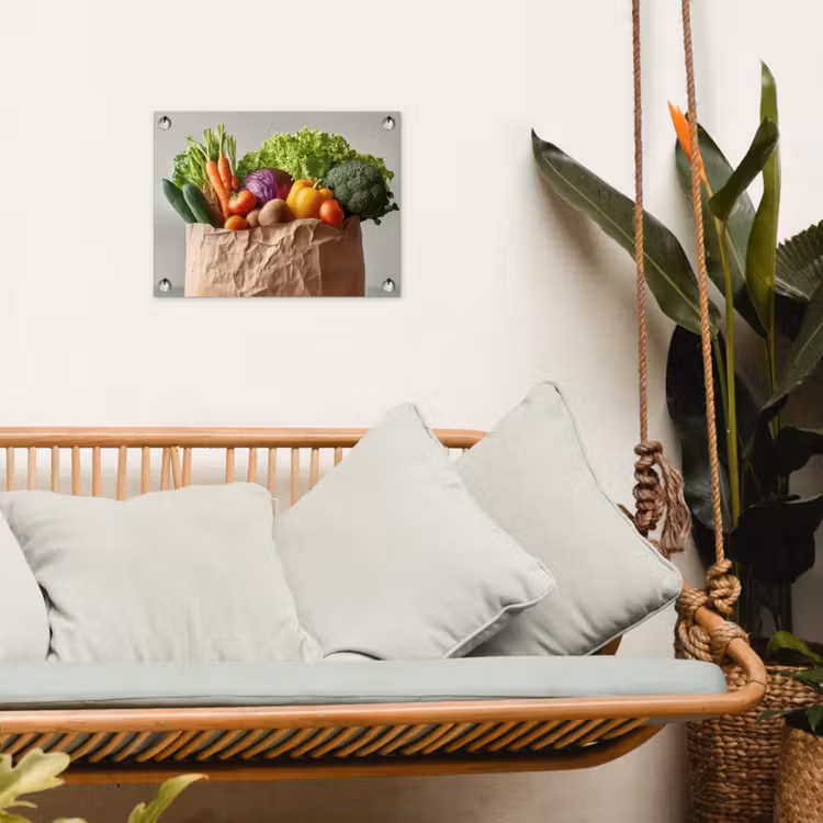 Papieren - Boodschappen - Groente - Kleurrijk tuinposter los doek klein -sfeer7