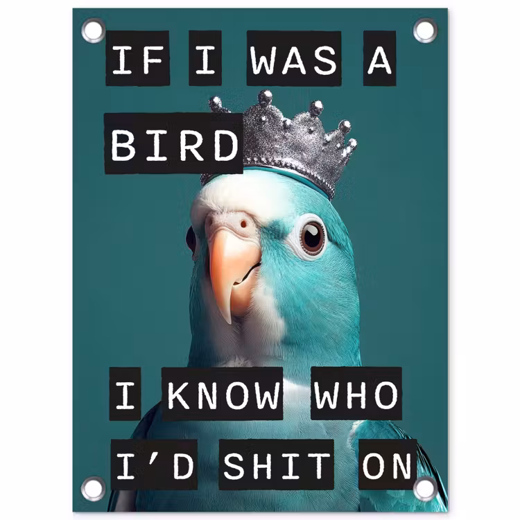 Parkiet - Turquoise - Quotes - Decoratie tuinposter los doek klein -3d