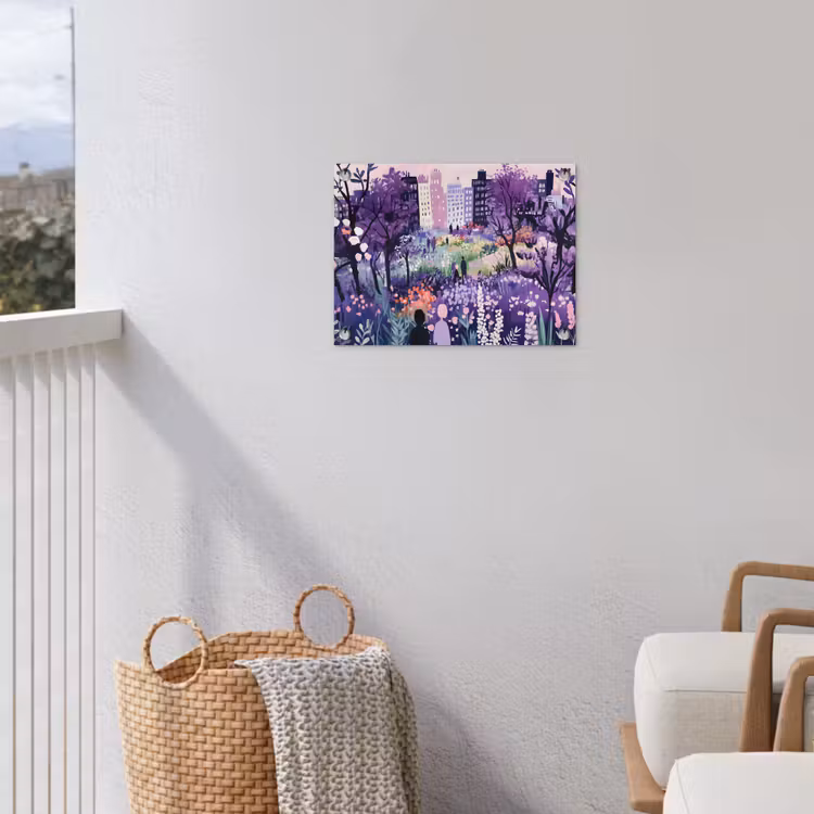 Park - Bomen - Bloemen - Gebouwen tuinposter los doek klein -sfeer8