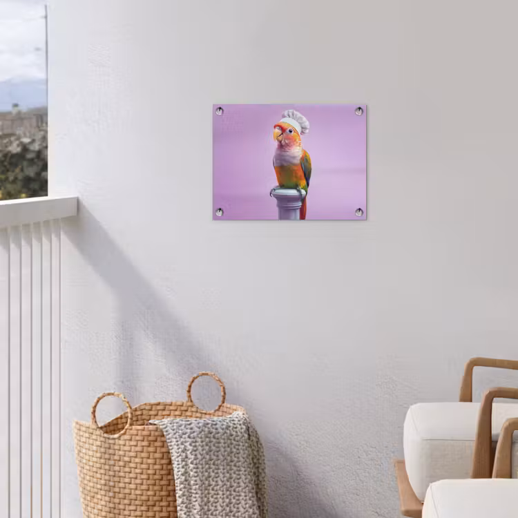 Papegaai - Koksmuts - Pilaar - Vogel tuinposter los doek klein -sfeer8