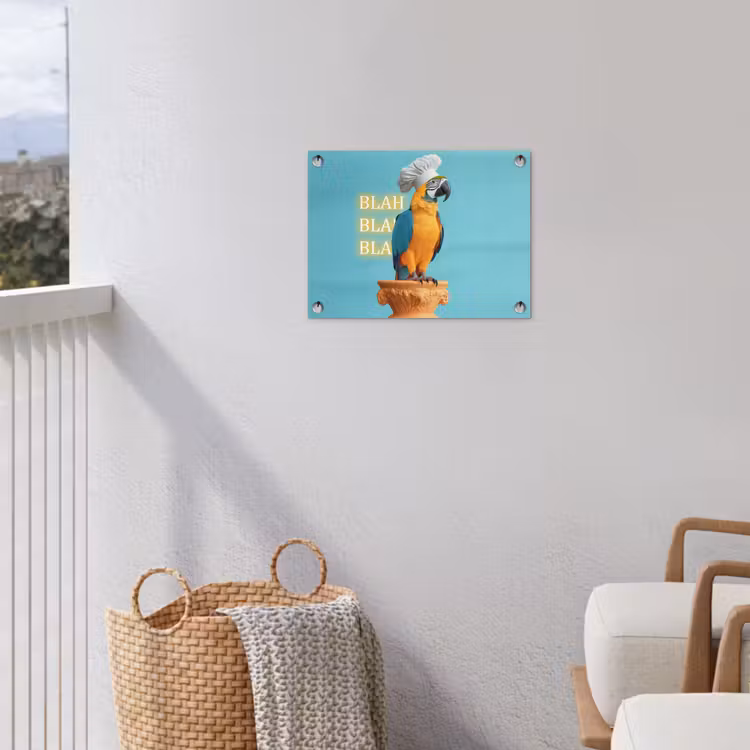 Papegaai - Koksmuts - Quote - Neon tuinposter los doek klein -sfeer8