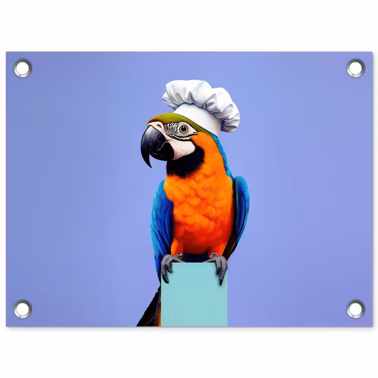 Papegaai - Koksmuts - Vogel - Leuk tuinposter los doek klein -3d
