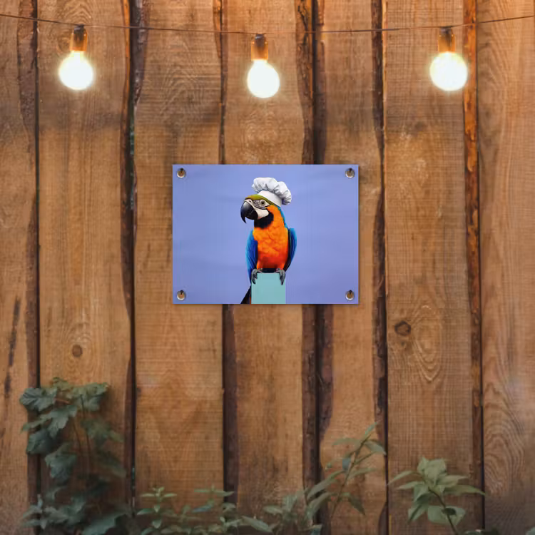 Papegaai - Koksmuts - Vogel - Leuk tuinposter los doek klein -sfeer1