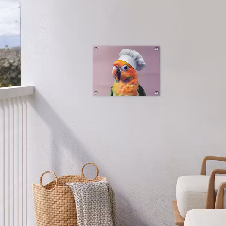 Papegaai - Koksmuts - Nieuwsgierig - Vogel tuinposter los doek klein -sfeer8