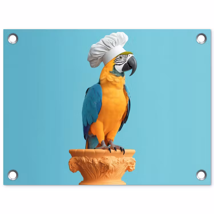 Papegaai - Koksmuts - Grappig - Vogel tuinposter los doek klein -3d