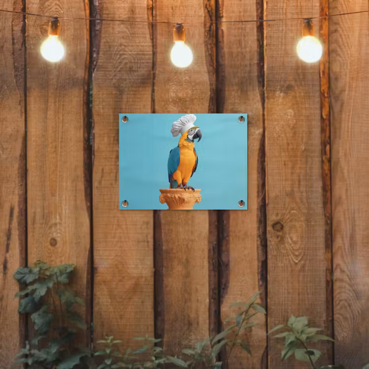 Papegaai - Koksmuts - Grappig - Vogel tuinposter los doek klein -sfeer1